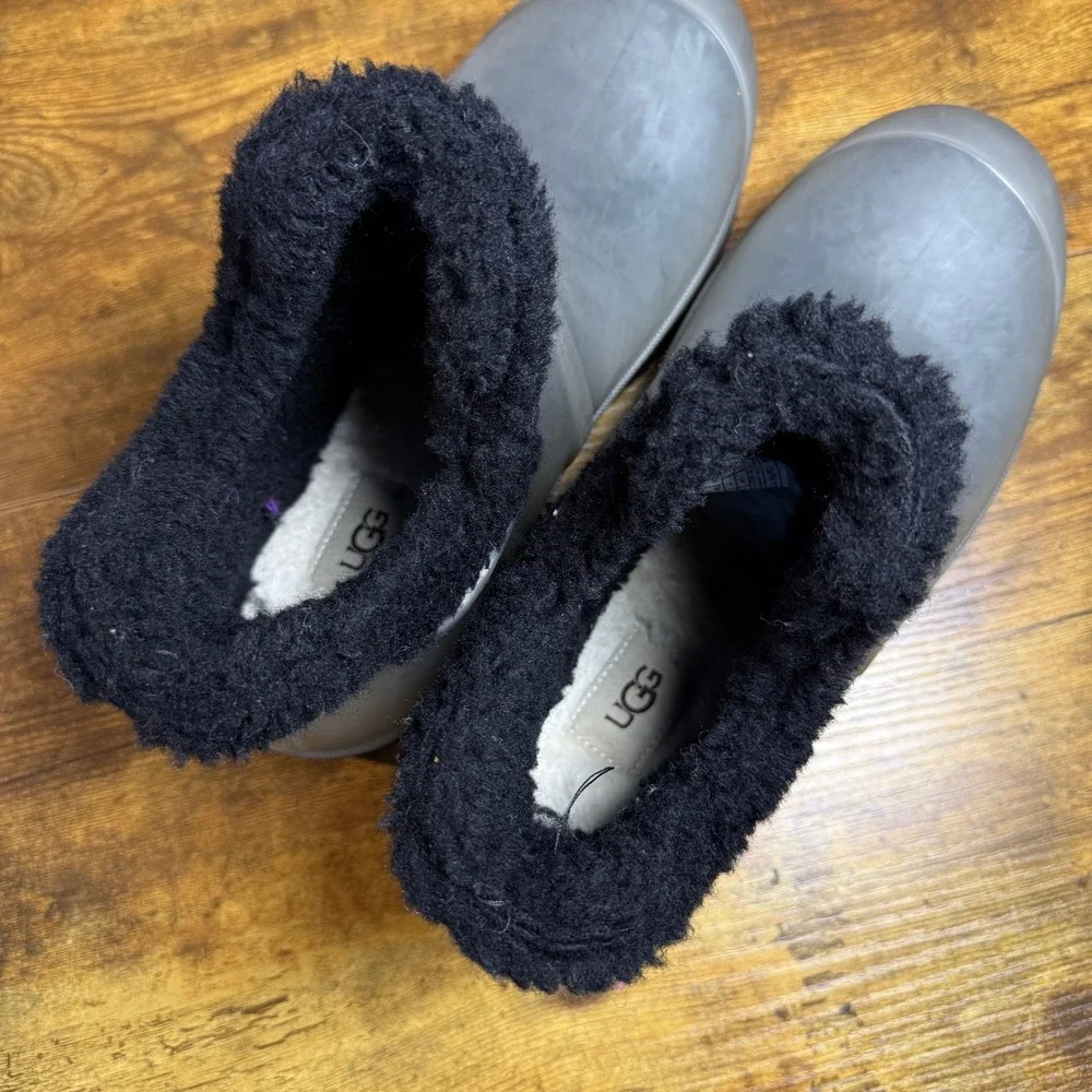 UGG Raincloud Clear 1132070 Grey Synthetic Rain Boots Women Size 9